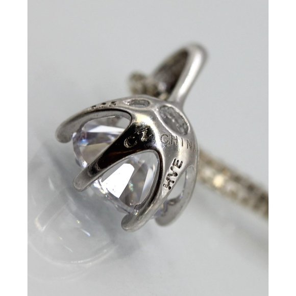 925 STERLING 1 CARAT SOLITAIRE CZ DIAMOND PENDANT/NECKLACE 18" 3.0 GRAMS - Picture 5 of 8